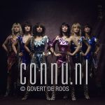 26-04-1986 Dolly Dots, Ria Brieffies, Angela Groothuizen, Anita Heilker, Angéla Kramers, Esther Oosterbeek and Patty Zomer at studio in Amsterdam, The Netherlands. Photo: Govert de Roos/Connu